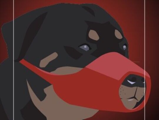 Dessin d'un chien dangereux muselé